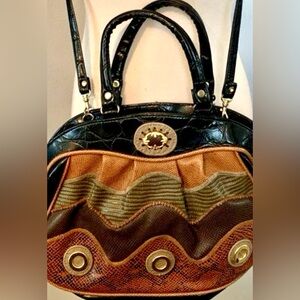 Vintage 80s Chateau Mixed pattern purse Crossbody Animal print Faux Leather